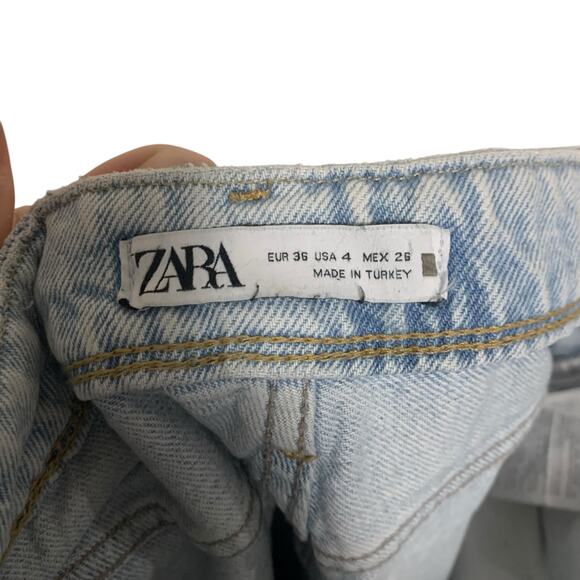 Zara Wide Leg Raw Hem Jeans Womens Size 4 - Picture 7 of 8